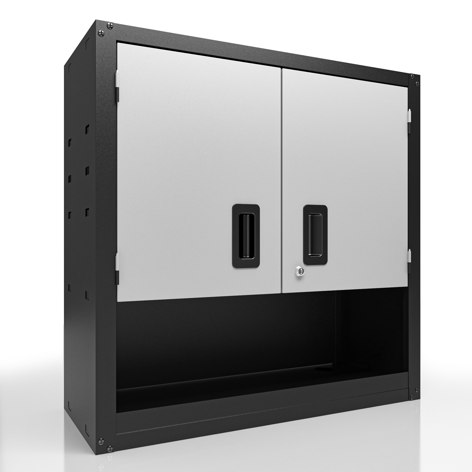 TinyHomie - Garage Wall Cabinet with Locking Doors and Adjustable Shelf, Metal Wall Cabinet, Floating Upper Storage Cabinet in Gray - Gray+Black