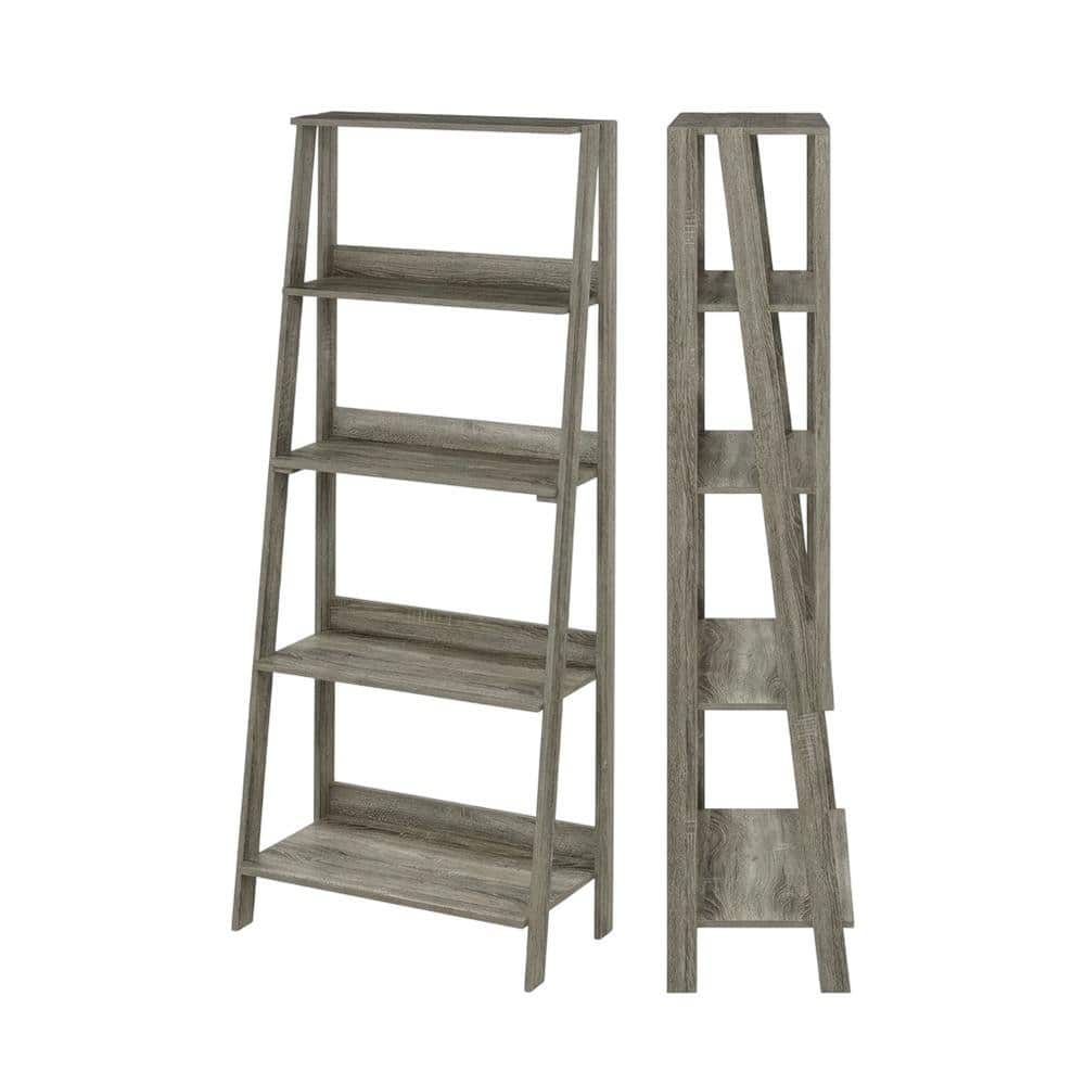FurniFact - Contemporary Engineered Wood Bookcase with Stable Shelves - Grey Oak