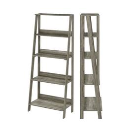 FurniFact - Contemporary Engineered Wood Bookcase with Stable Shelves - Grey Oak
