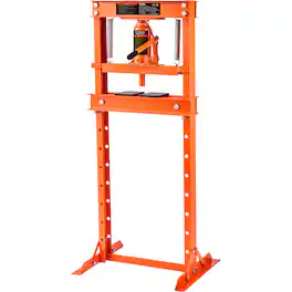 VEVOR - Hydraulic Shop Press,12 Ton H-Frame Hydraulic Garage/Shop Floor Press,Adjustable Shop Press with Press Plates,Heavy Duty - Orange