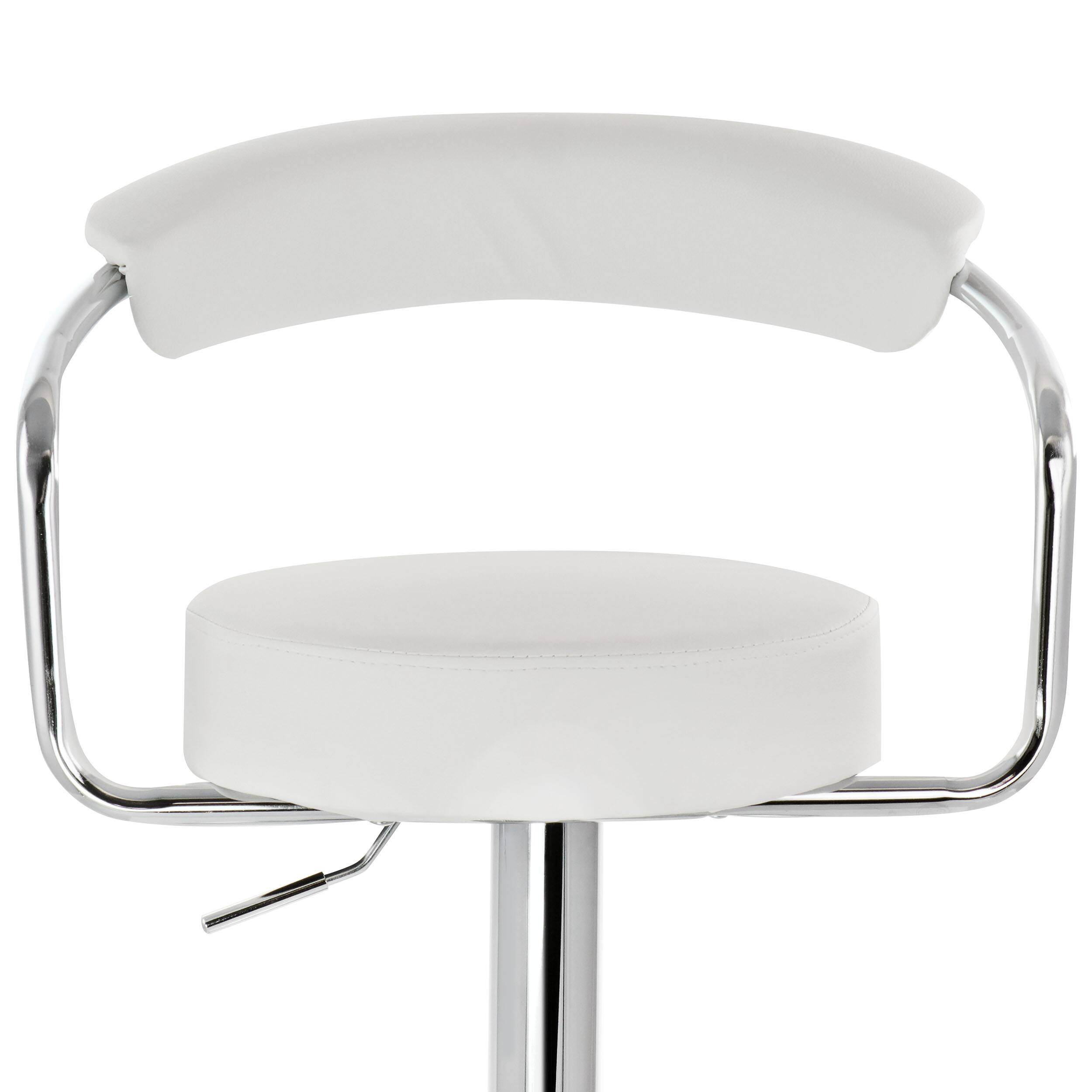 Alt View 5. Elama - Elama 2 Piece Faux Leather Retro Adjustable Bar Stool in White with Chrome Handles and Base - White.