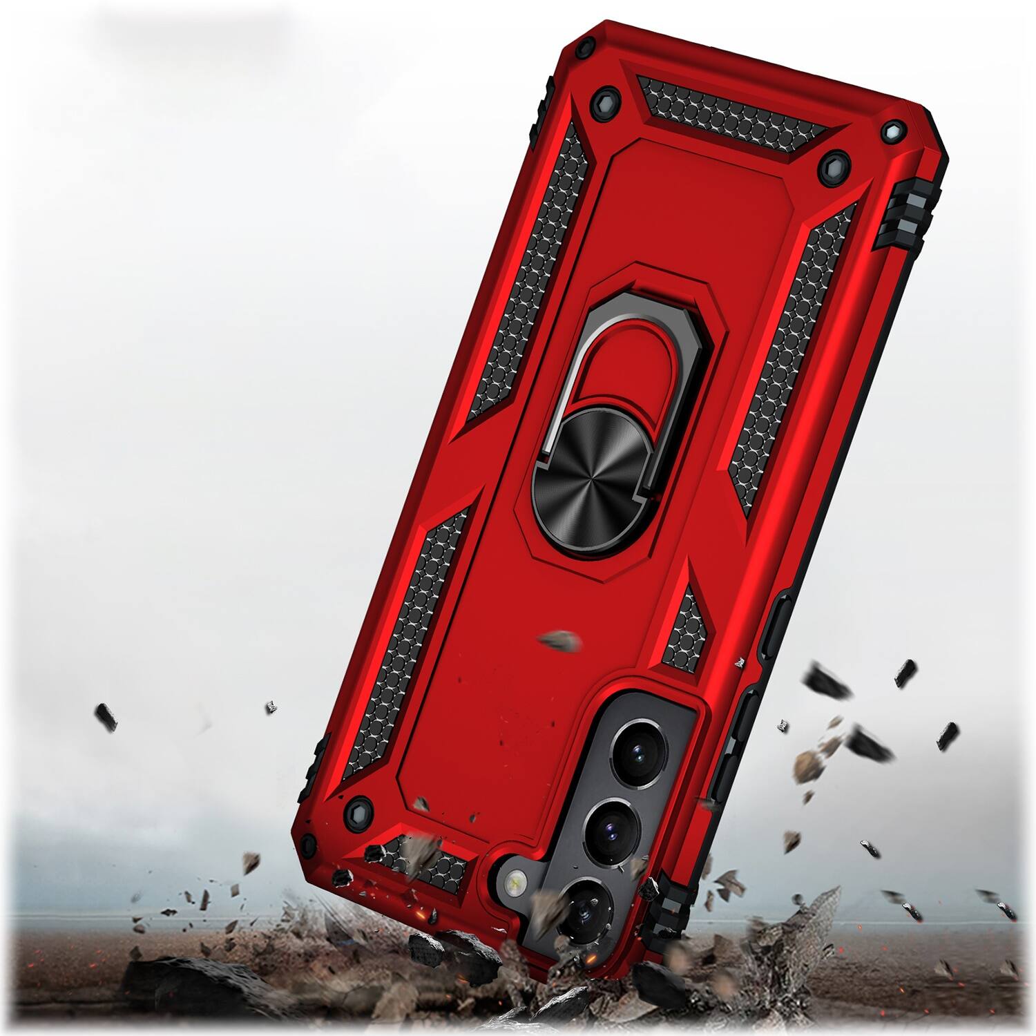 Alt View 15. SaharaCase - Military Kickstand Series Case for Samsung Galaxy S22+ - Red.