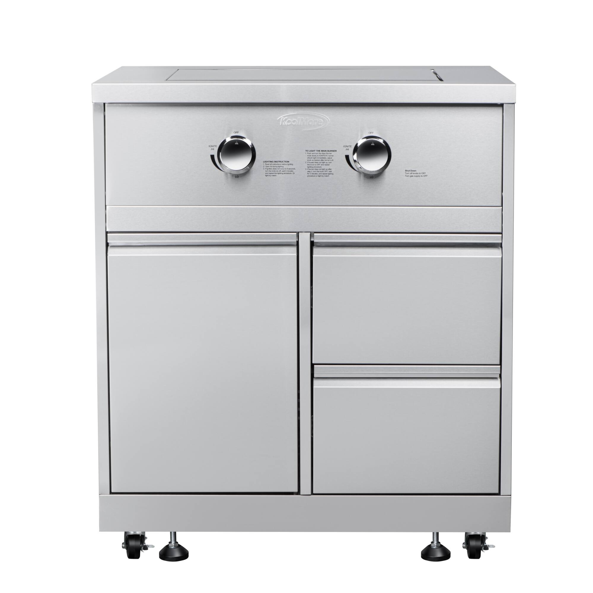 Front. Koolmore - 32 in. Outdoor Kitchen Liquid Propane Side Burner with Bottom Cabinet in Stainless-Steel (KM-OKS-SBC) - Stainless Steel.