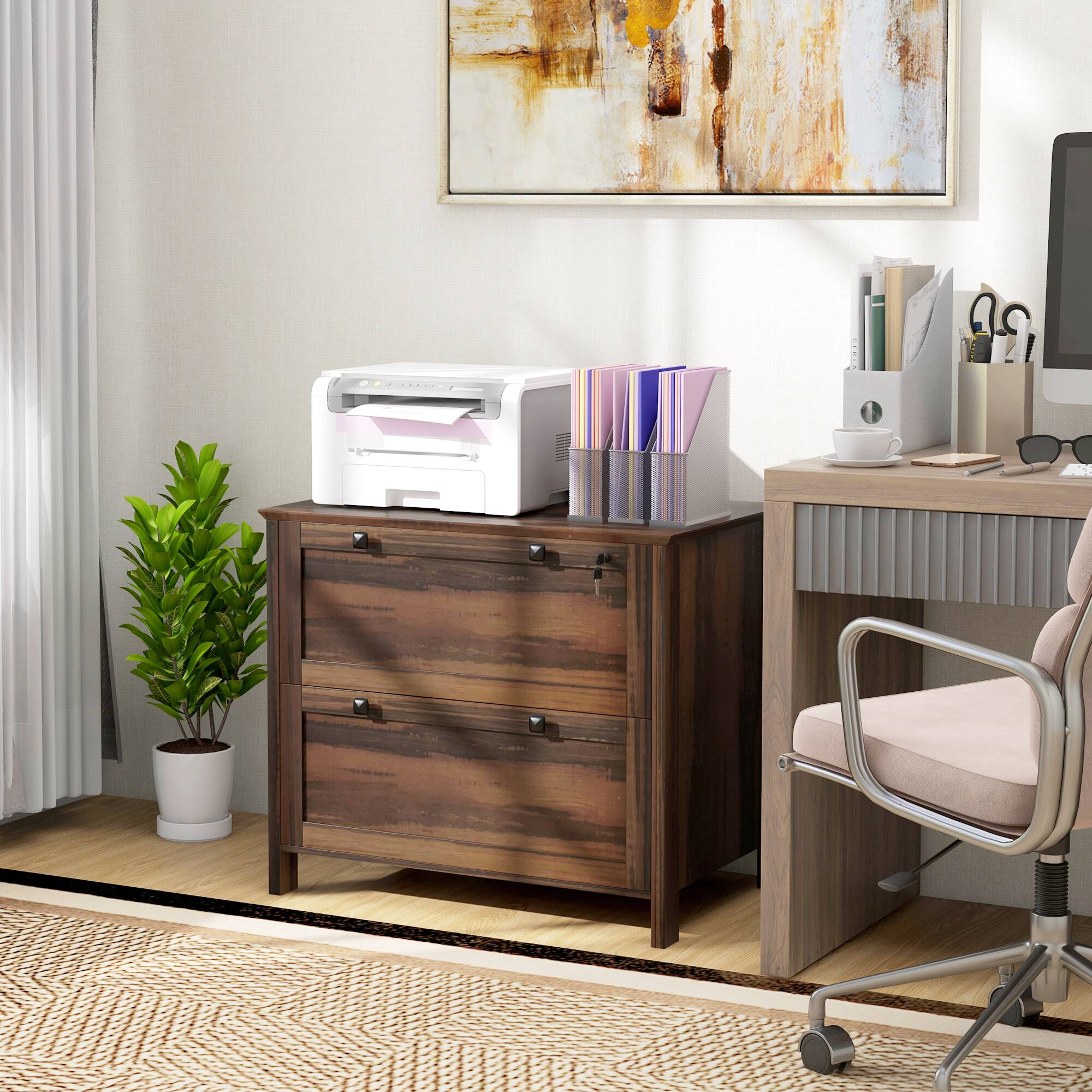 Alt View 1. Homcom - File Cabinet, 2 Drawer Filing Cabinet with Adjustable Hanging Bar for Letter.