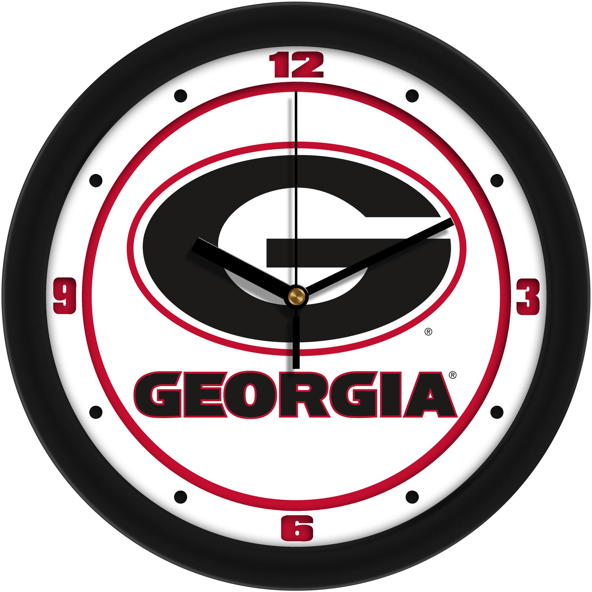 Front. MpDirect - Georgia Bulldogs 11.5'' Suntime Premium Glass Face Traditional Logo Wall Clock - Multicolor.