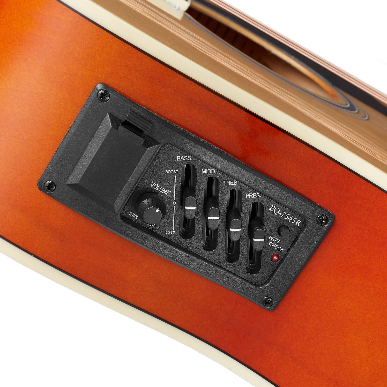 BASS MIN BOOST VOLUME VOL D CUT MIDD TREB PRES EQ-7545R BATT CHECK