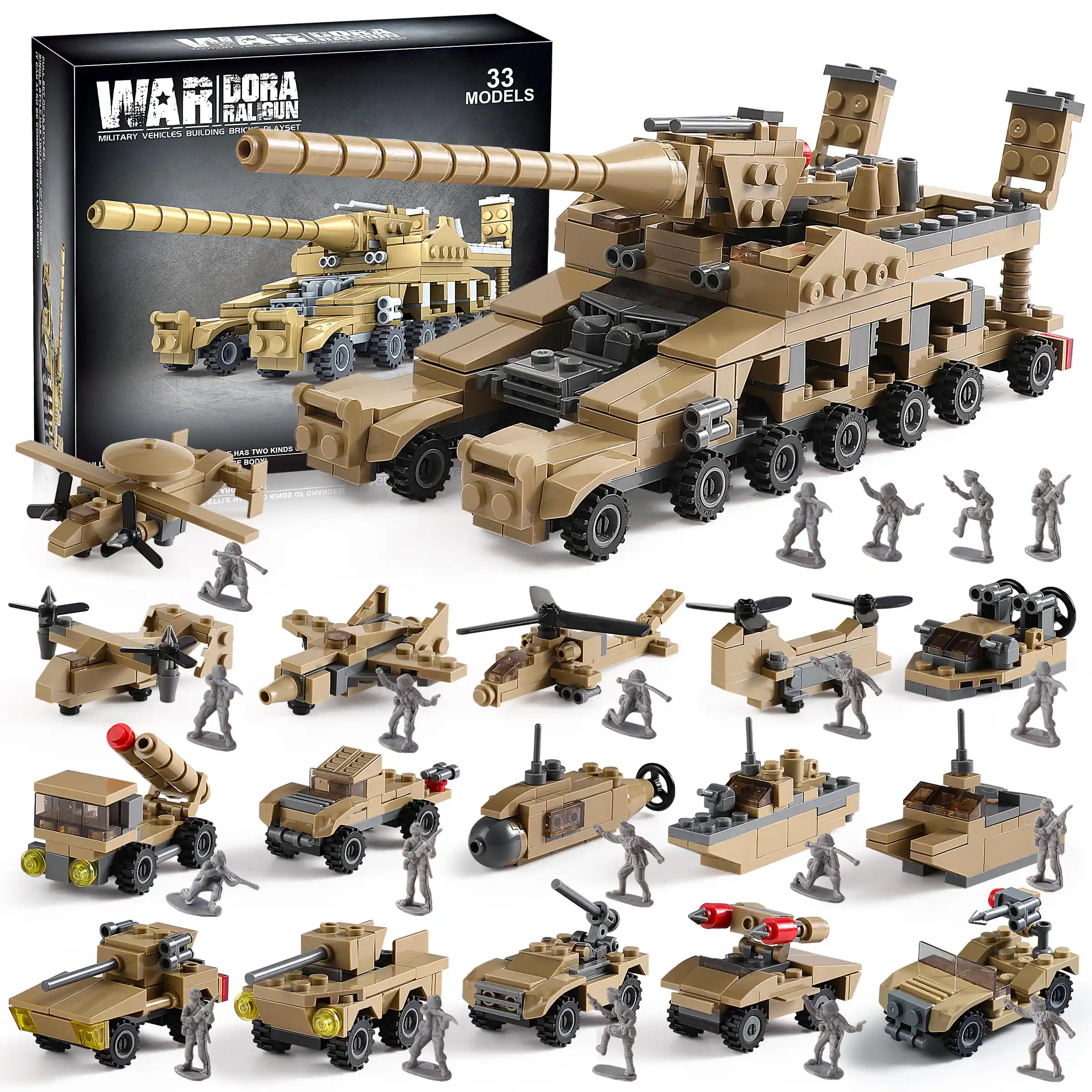 Leash Valley - Ww2 Army Tank Toys Building Compatible With 1452 Includes Sherman Stuart Tanks War-torn Many More Ideals For Fans - 544PCS
