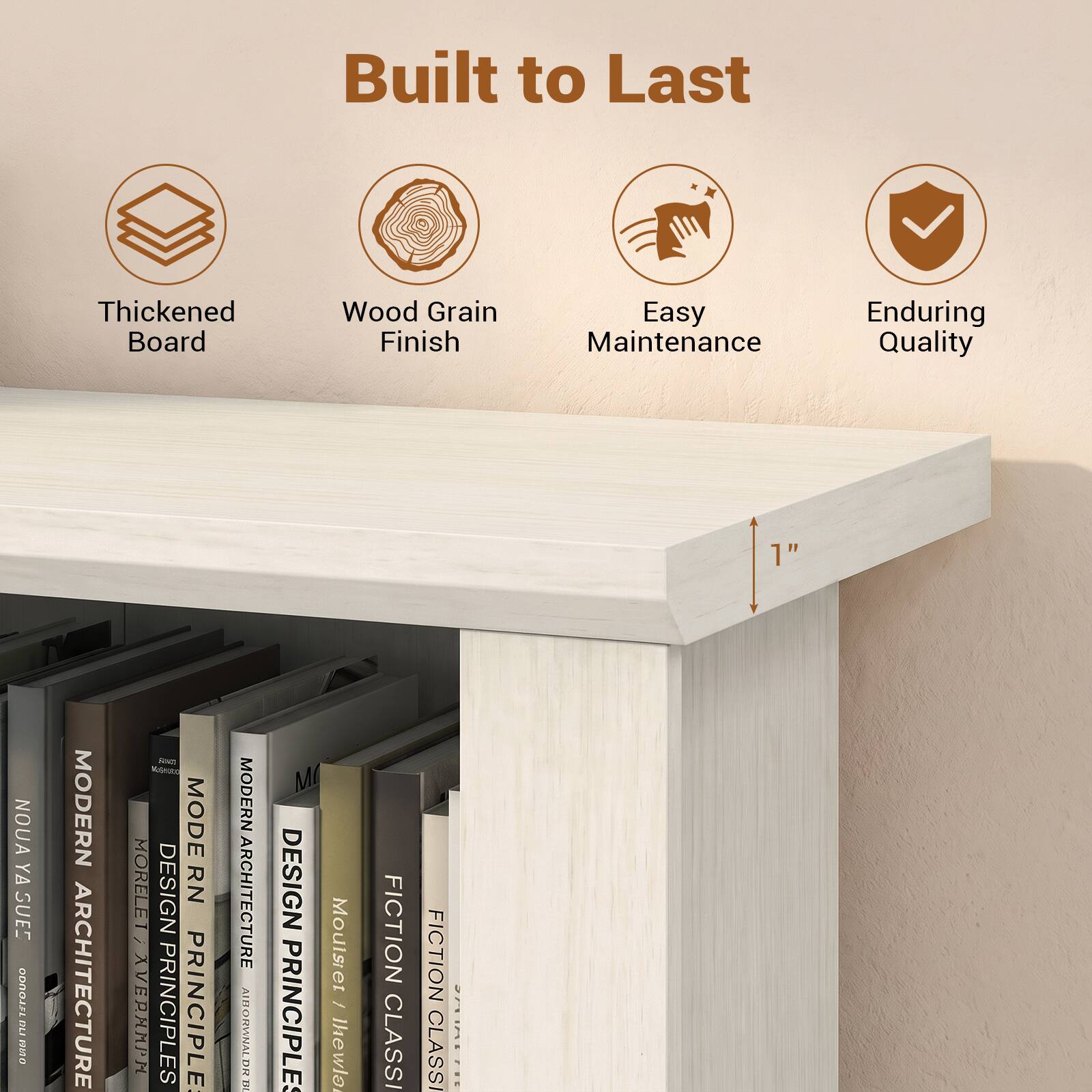 Built to Last

Thickened Board
Wood Grain Finish
Easy Maintenance
Enduring Quality

1"

MODERN ARCHITECTURE
DESIGN PRINCIPLES
MODERN ARCHITECTURE
DESIGN PRINCIPLES
FICTION CLASSIC
FICTION CLASSIC
