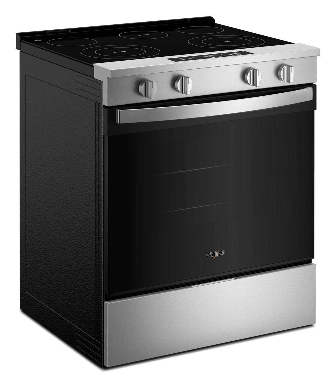 Angle. Whirlpool - 5.3 Cu. Ft. Slide-In Electric Range with No Preheat and Slow Cook Modes - Stainless Steel.