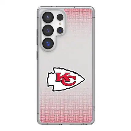 Front. Keyscaper - Kansas City Chiefs Linen Logo Galaxy Clear Case - S25 Plus - Multicolor.
