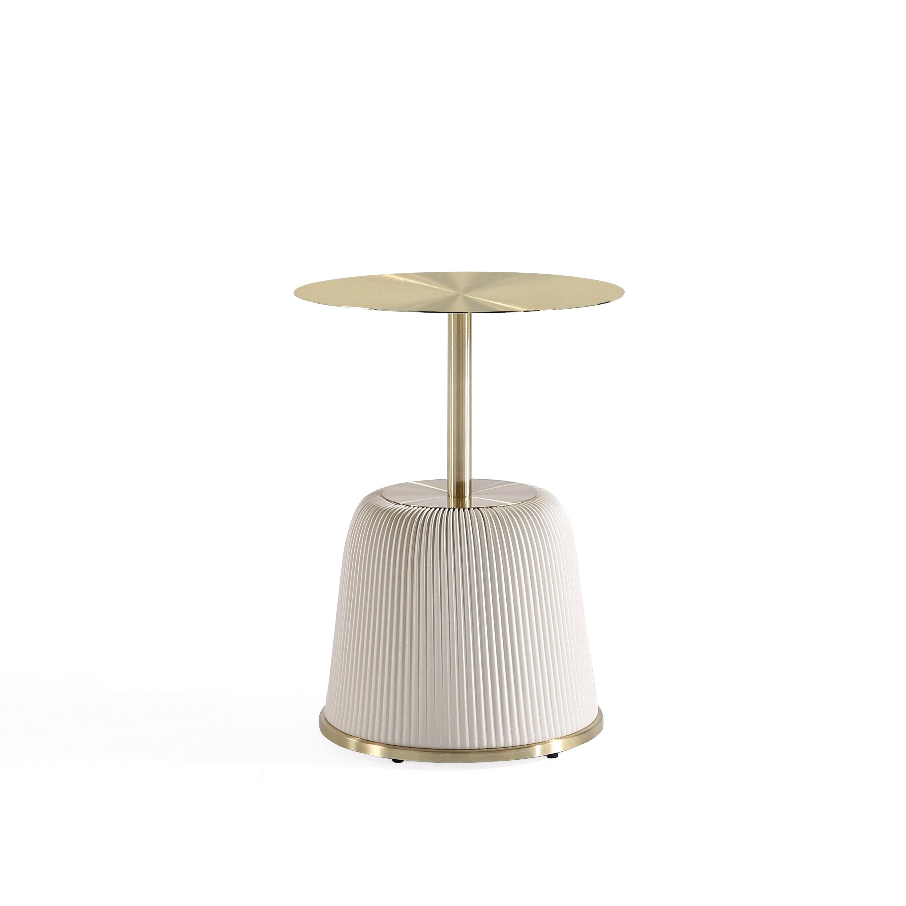 Front. Manhattan Comfort - Anderson Modern Metal Top Upholstered End Table - Cream.