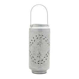 BreeBe - Punched Metal Candle Lantern 15.5"H - Gray