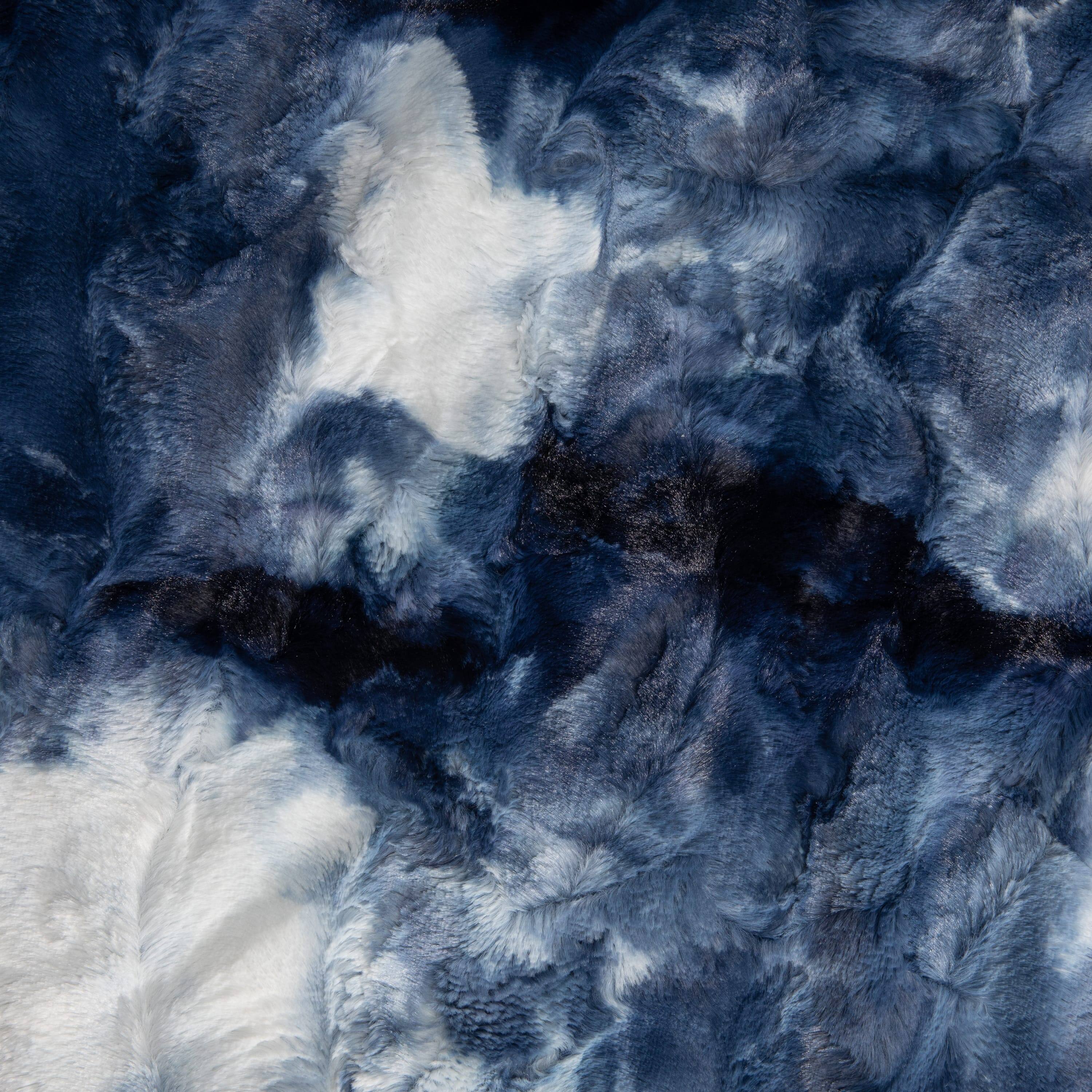 Left. Jaxx - Jaxx Sofa Saxx Bean Bag Couch - 4 Foot - Faux Fur, Blue & White Print - Faux Fur - Blue & White Print.