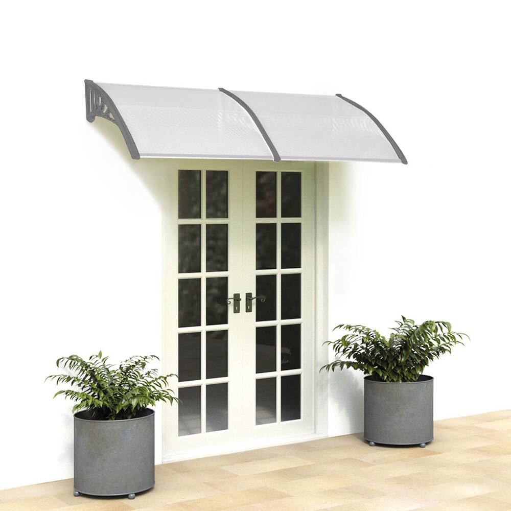 Left. Winado - 80x40"Window Awning Canopy, Polycarbonate Front Door Patio Cover for UV, Rain, Snow & Sunlight Protection.