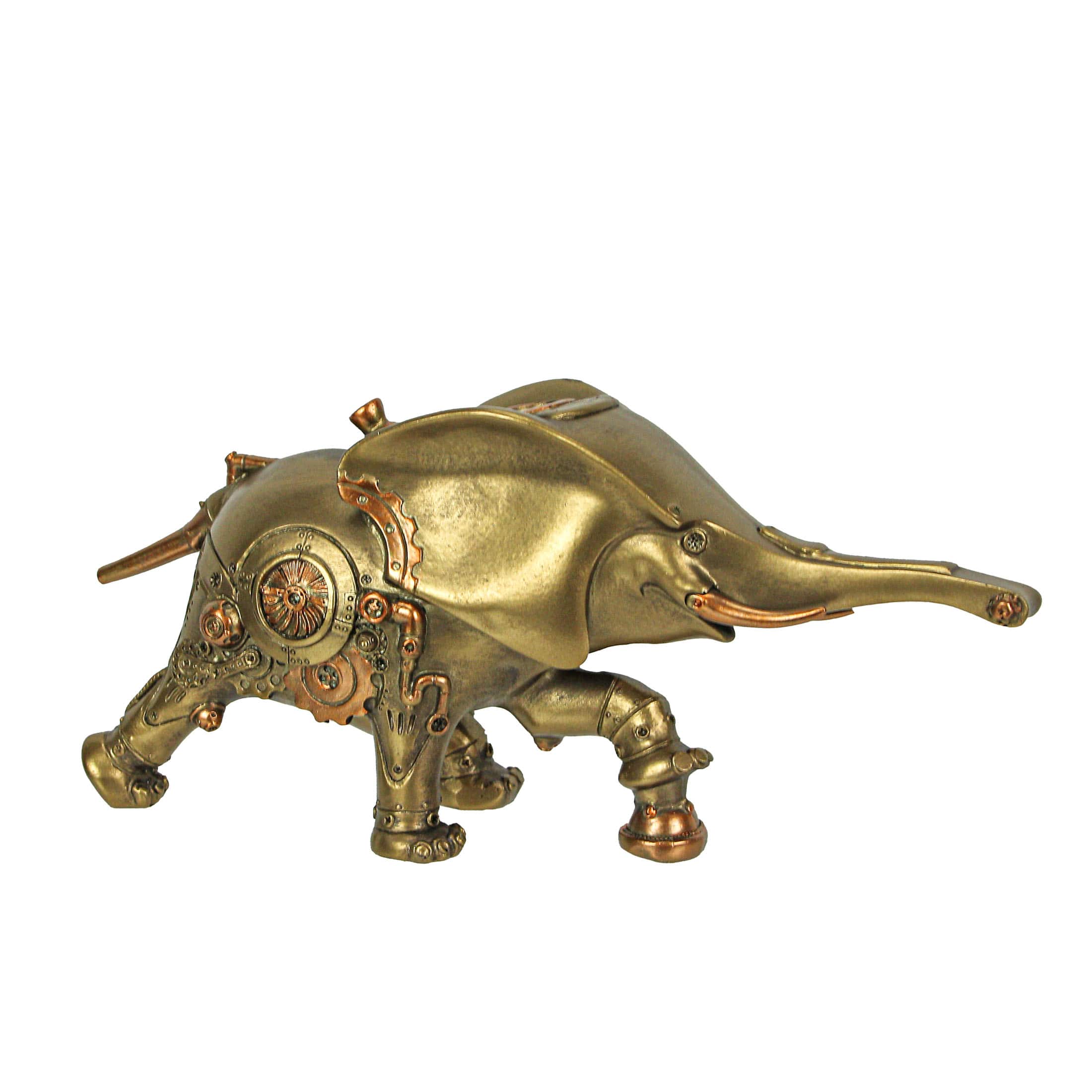 Zeckos - Resin Copper Steampunk Elephant Sculpture Decorative Home Decor Figurine - Bronze