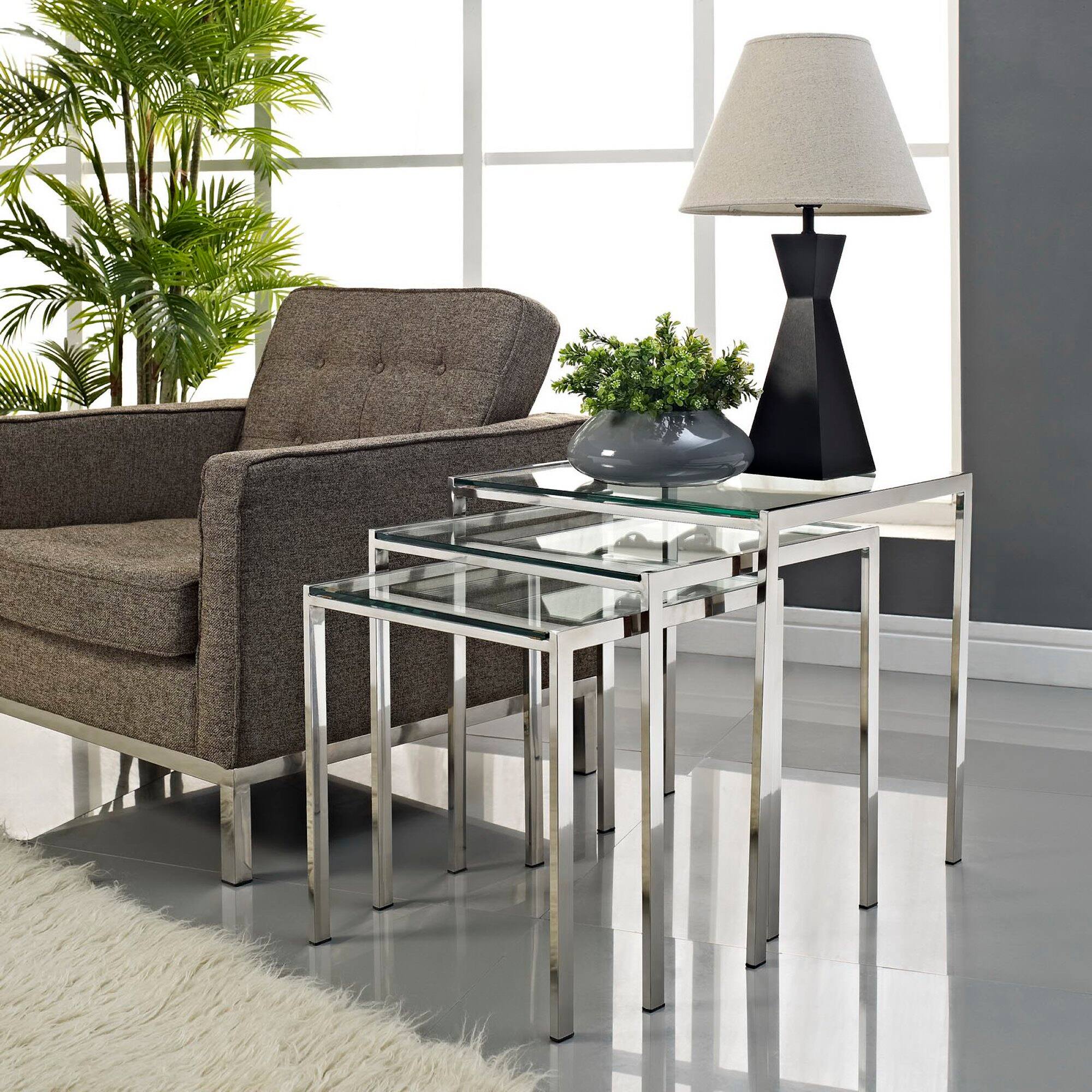 Nimble Nesting Table by Modway - Silver