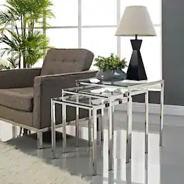 Nimble Nesting Table by Modway - Silver
