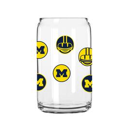 Logo Brands - Michigan Wolverines 16oz. Smiley Can Glass - Multicolor