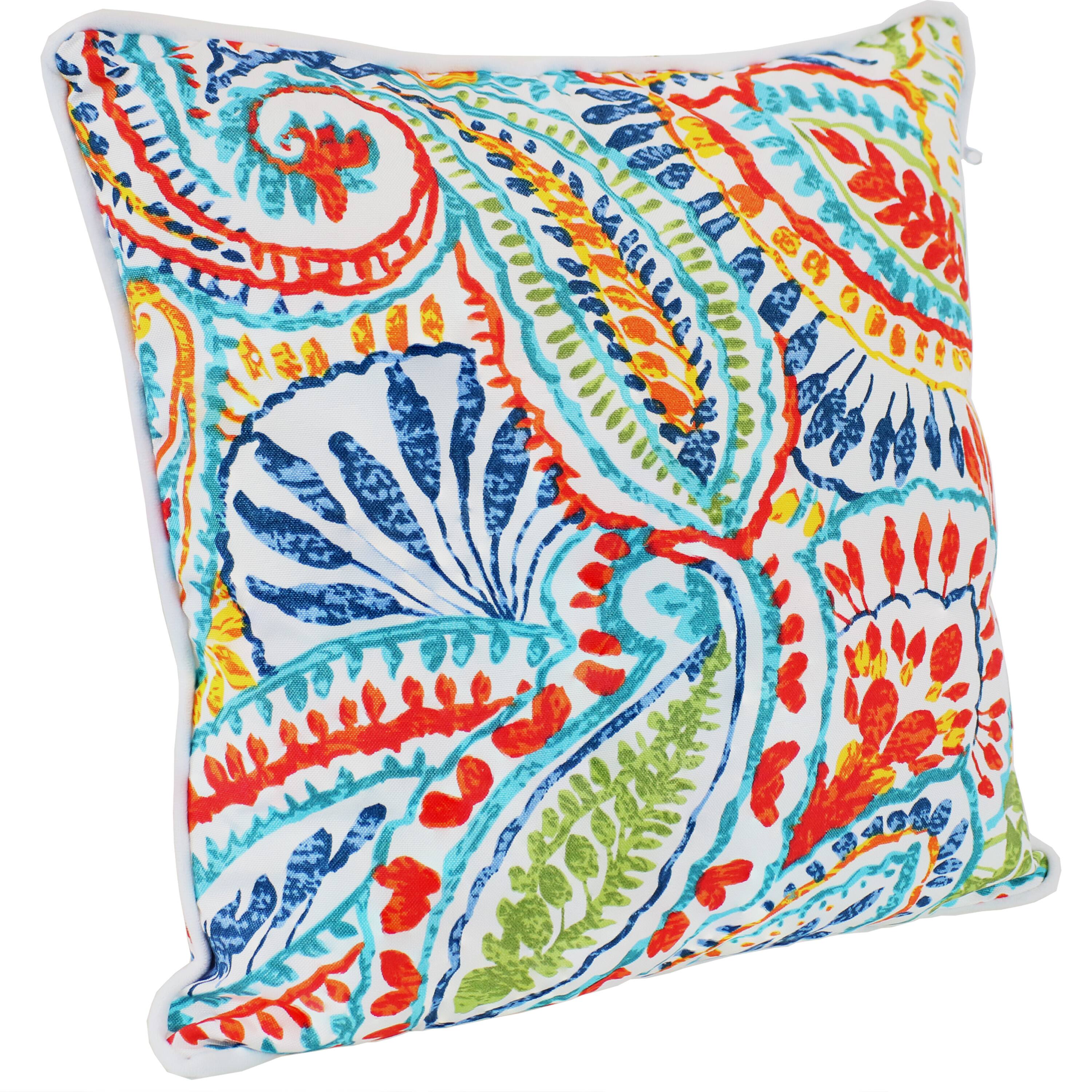 Alt View 5. Sunnydaze - Square Indoor and Outdoor Throw Pillow - 16 in - Bold Paisley.