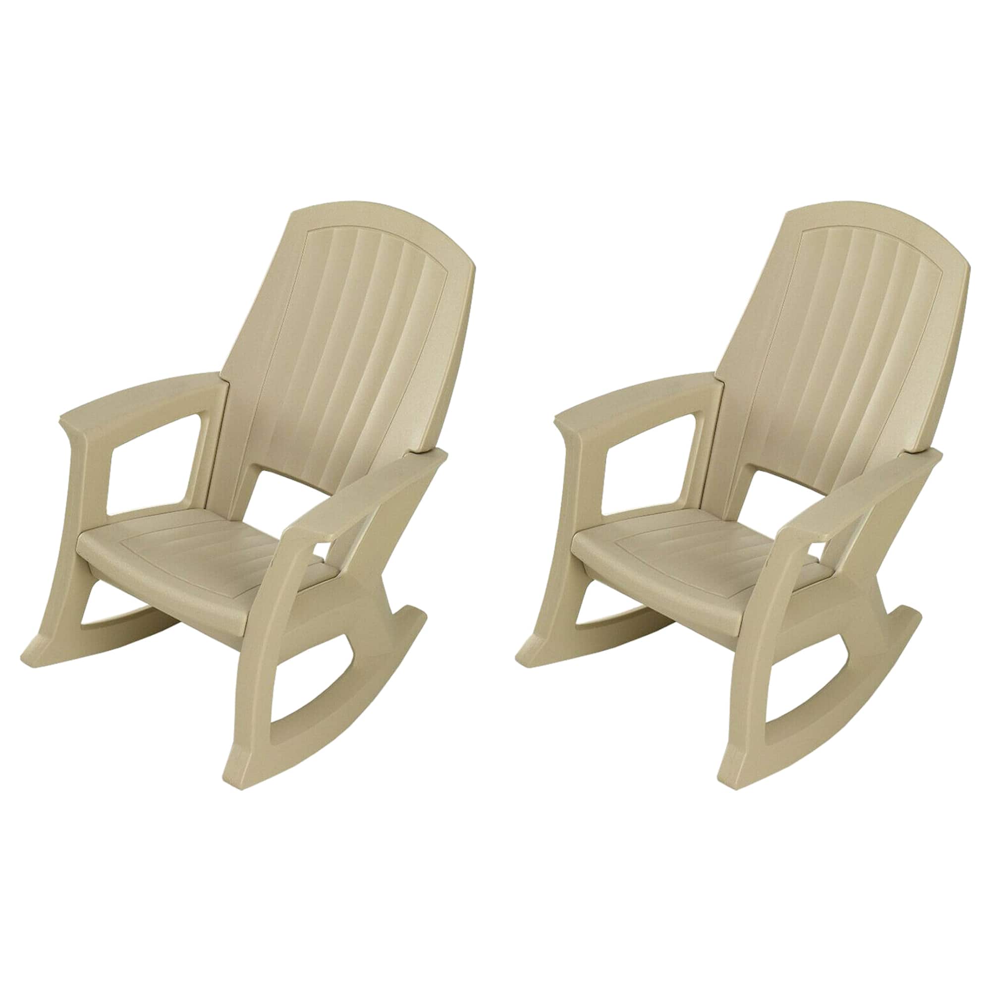 Semco - Plastics Rockaway Heavy Duty Plastic Outdoor Rocking Chair, (2 Pack) - Tan