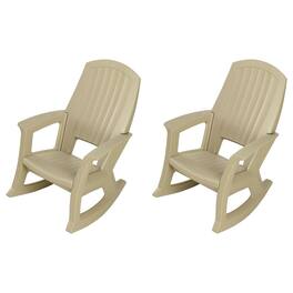 Semco - Plastics Rockaway Heavy Duty Plastic Outdoor Rocking Chair, (2 Pack) - Tan
