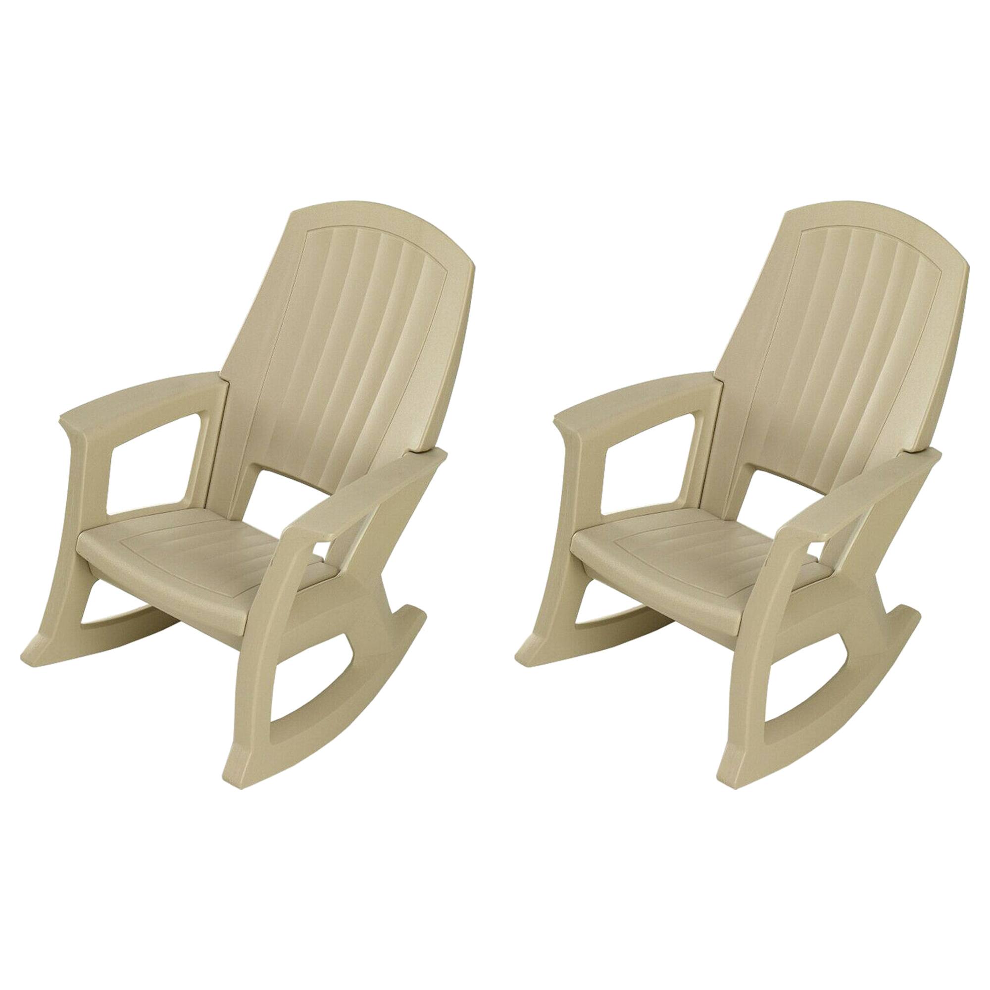 Front. Semco - Semco Plastics Rockaway Heavy Duty Plastic Outdoor Rocking Chair, Tan (2 Pack) - Tan.