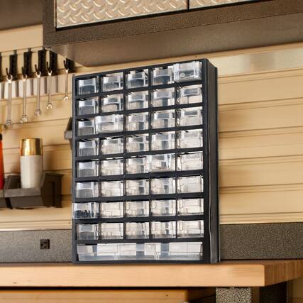 Front. Stalwart - 41-Drawer Storage Organizer - Black.