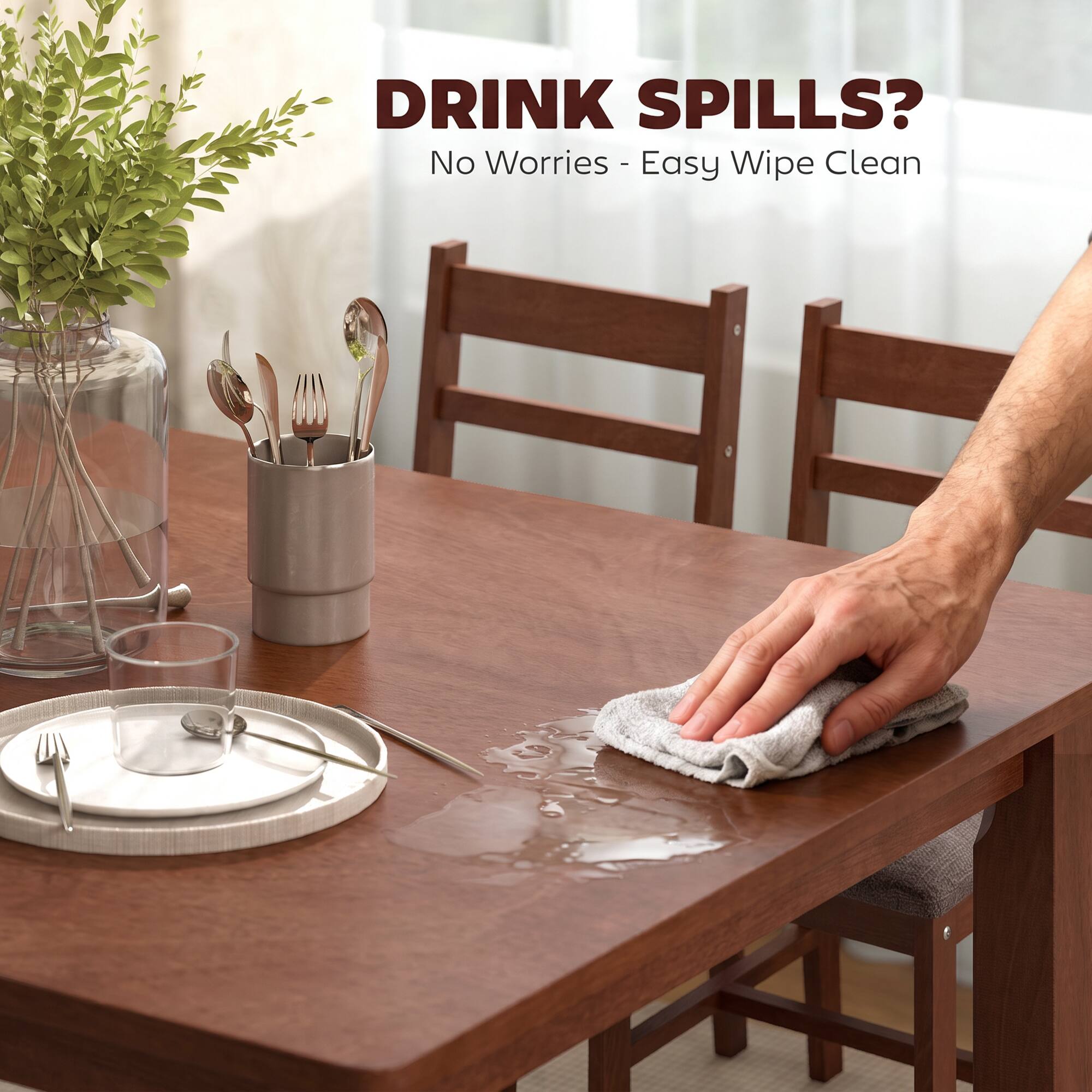 DRINK SPILLS?  
No Worries - Easy Wipe Clean