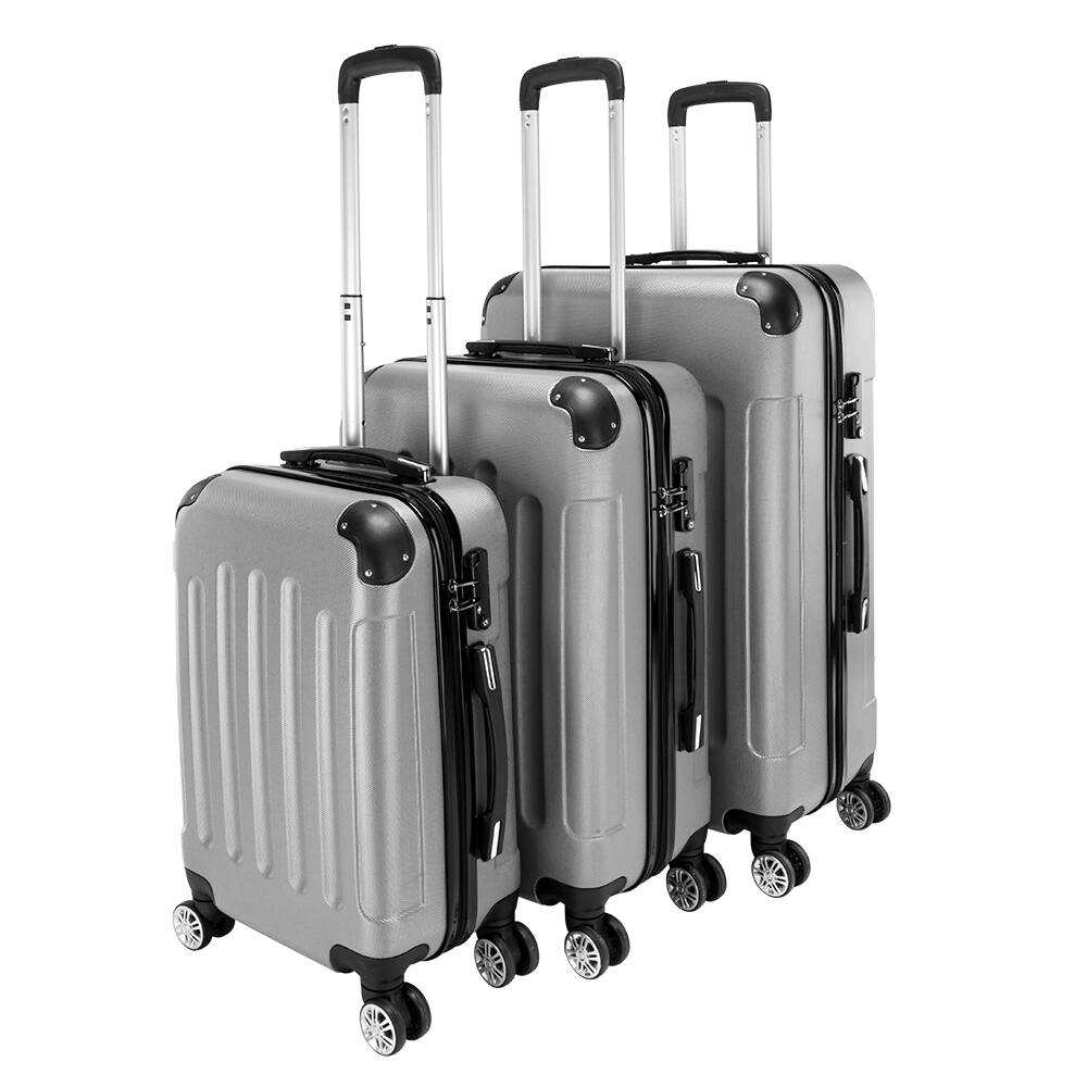 Alt View 1. Winado - 20"/24"/28" 3-Piece Hardshell Carry-On Luggage Set, Lightweight ABS Suitcase with Spinner Wheels & TSA Lock - Silver Grey.