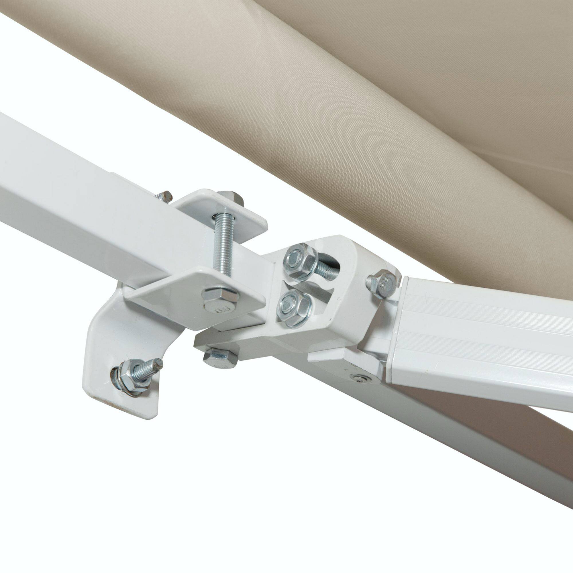 Alt View 8. Outsunny - 12' x 8' Retractable Awning Patio Awnings Sun Shade Shelter with Manual Crank Handle, 280g/m² UV - Cream White.