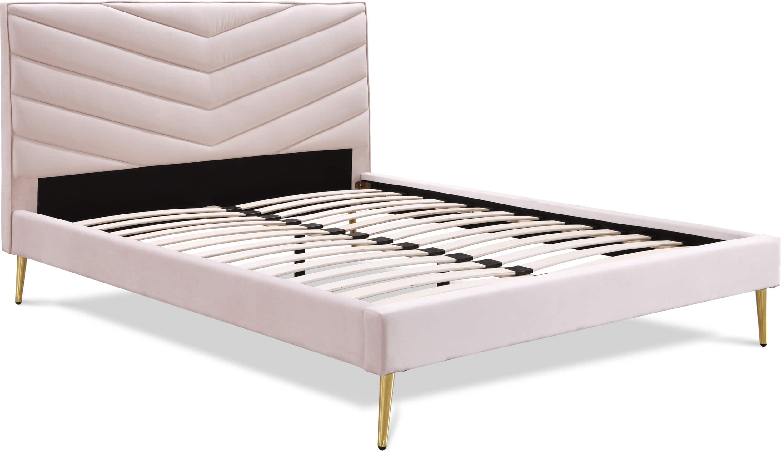 Front. Adore Decor - Sidney Queen Size Bed - Blush Pink.