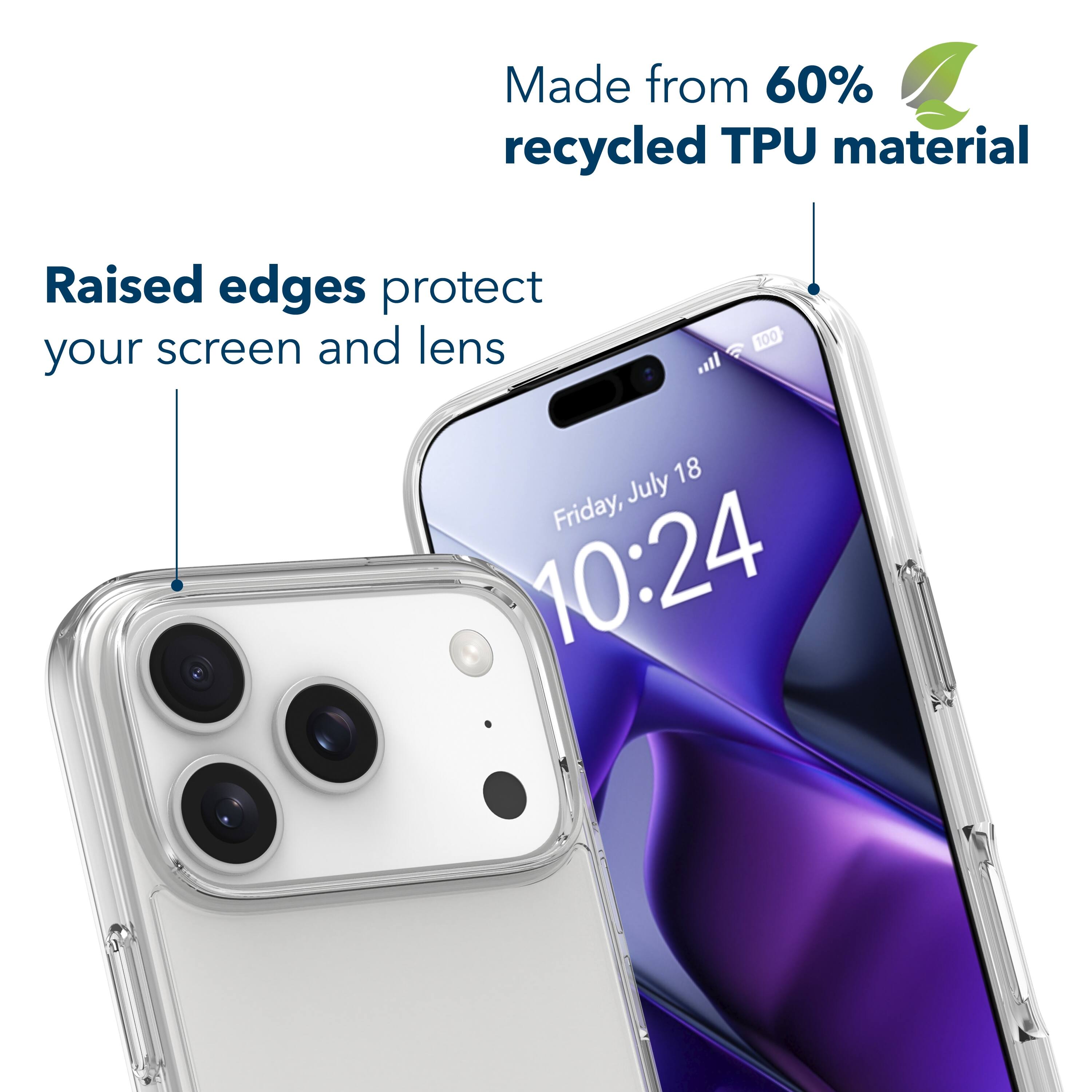 Made from 60% recycled TPU material  
Raised edges protect your screen and lens  
18 July Friday, 10:24