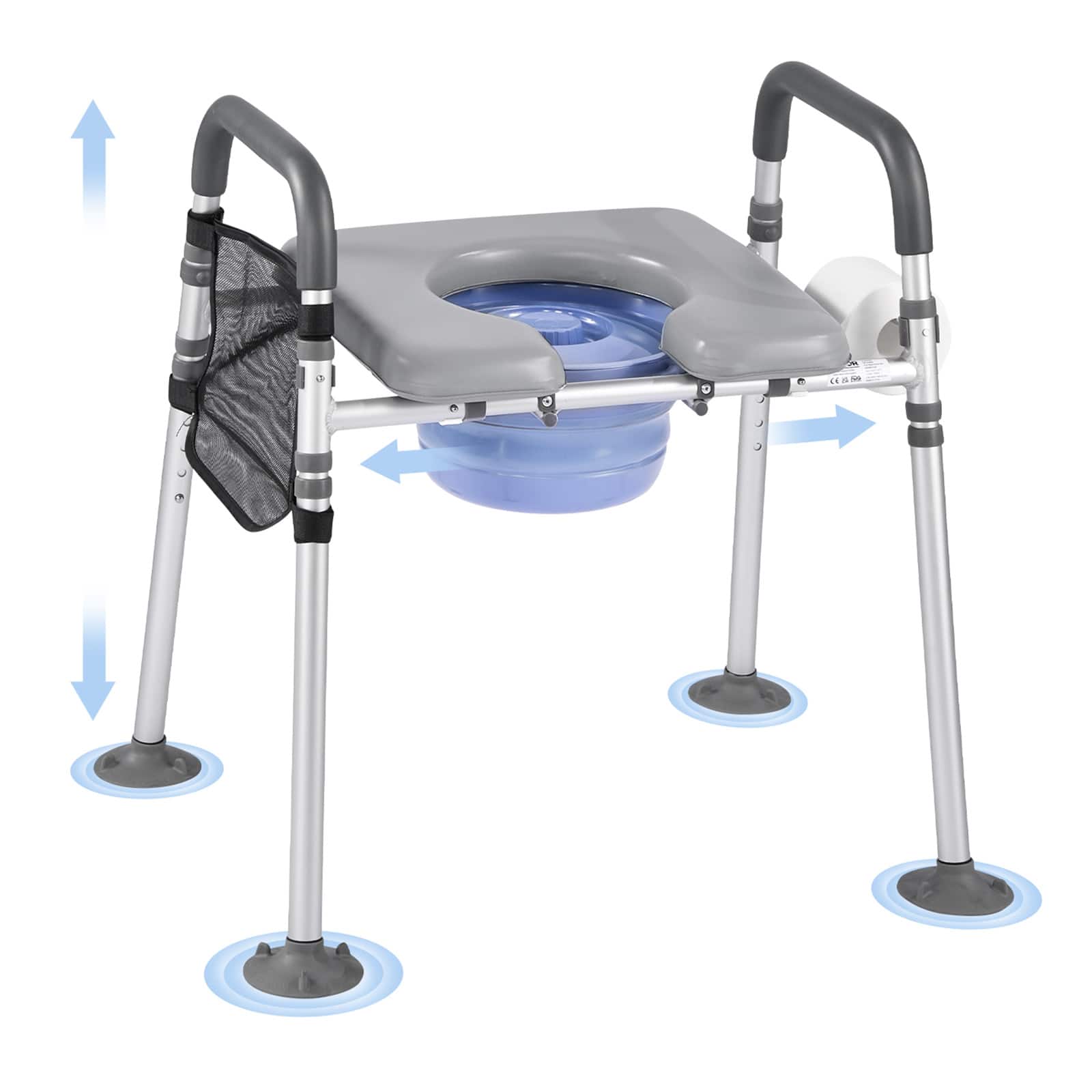 VEVOR Bedside Commode Chair, 500 lbs Capacity, 4 in 1 Portable
