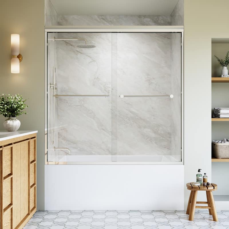 WELLFOR - 56-60 in. W x 60 in. H Framed Sliding Shower Door with 1/4 in. Clear Tempered Safety Glass,Reversible - Chrome price history on PriceWatchPro