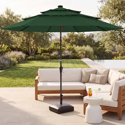 Front. Best Choice Products - Best Choice Products 10ft 3-Tier Patio Umbrella, Market Sun Shade w/ Tilt Adjustment, Easy Crank - Green - Green.