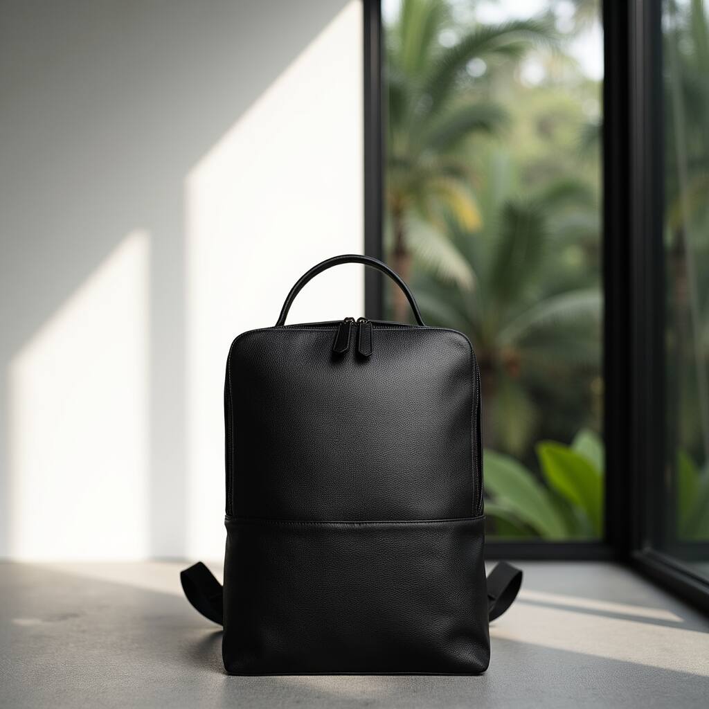 Alt View 4. Steel Horse Leather - Skald Black Pebbled Leather Backpack - Black.