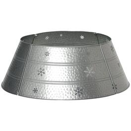 Homcom - Steel Christmas Tree Collar Ring Skirt, 26x26x9 Inch Home Decoration - Silver