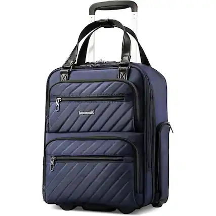 Front. LUGGEX - LUGGEX 16 Inch Underseat Carry On Luggage with Wheels,Softside Lightweight Suitcase UDK - LX-UX - Blue Black.