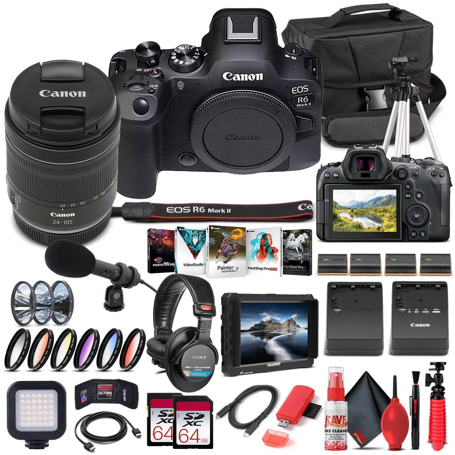 Canon - EOS R6 Mark II Mirrorless Camera with 24-105mm f/4-7.1 Lens 5666C018 - Pro Bundle (International Model)