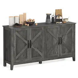 Songmics Home - Storage Cabinet, Buffet Cabinet, Sideboard, Credenza, with Adjustable Shelves, for Living Room, Entryway - Antique Charcoal