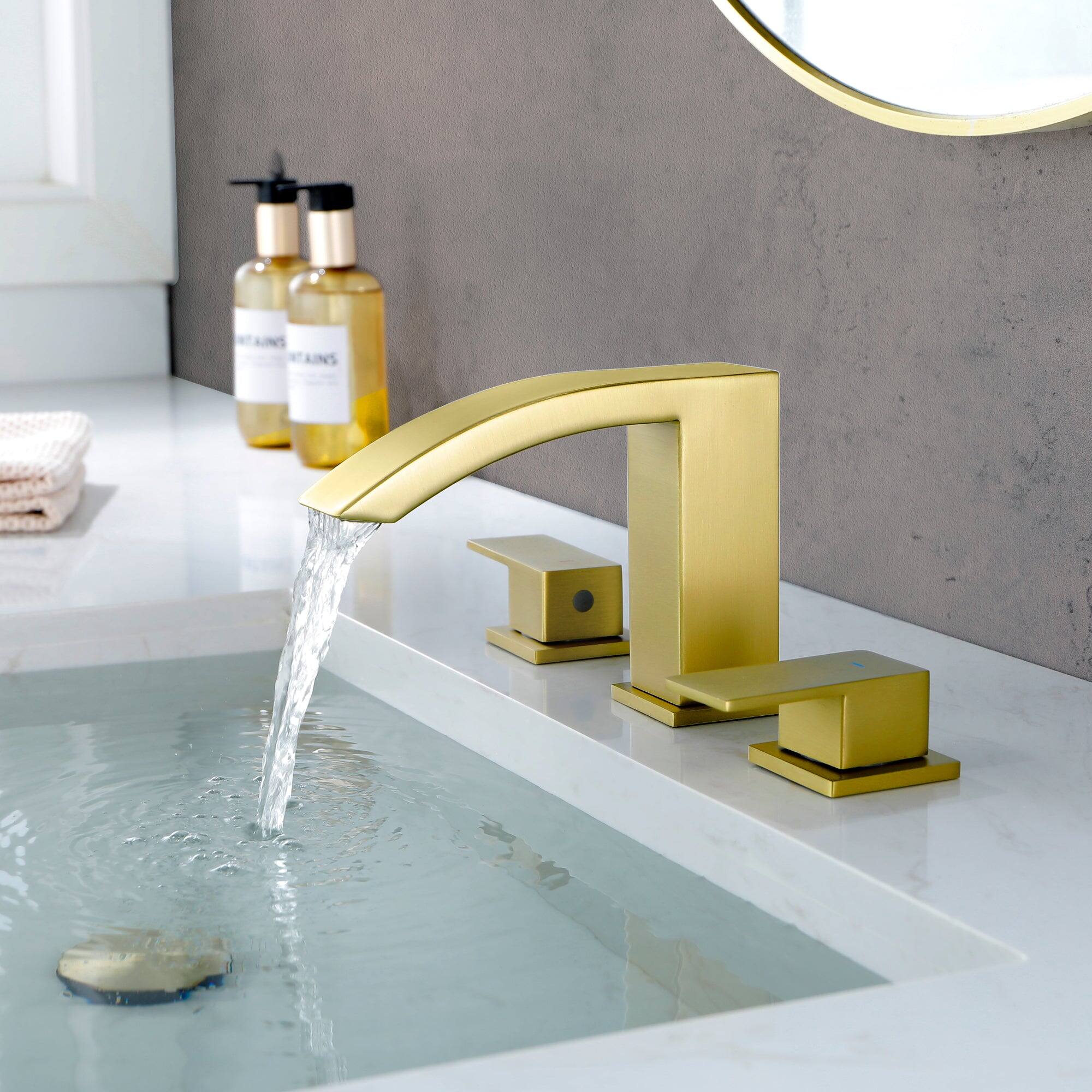 Alt View 10. Boyel Living - 8 in Widespread Double Handle 1.2 GPM Bathroom Faucet with Quick Connect Hose and Pop Up Drain in Brushed Gold - Brushed Gold.
