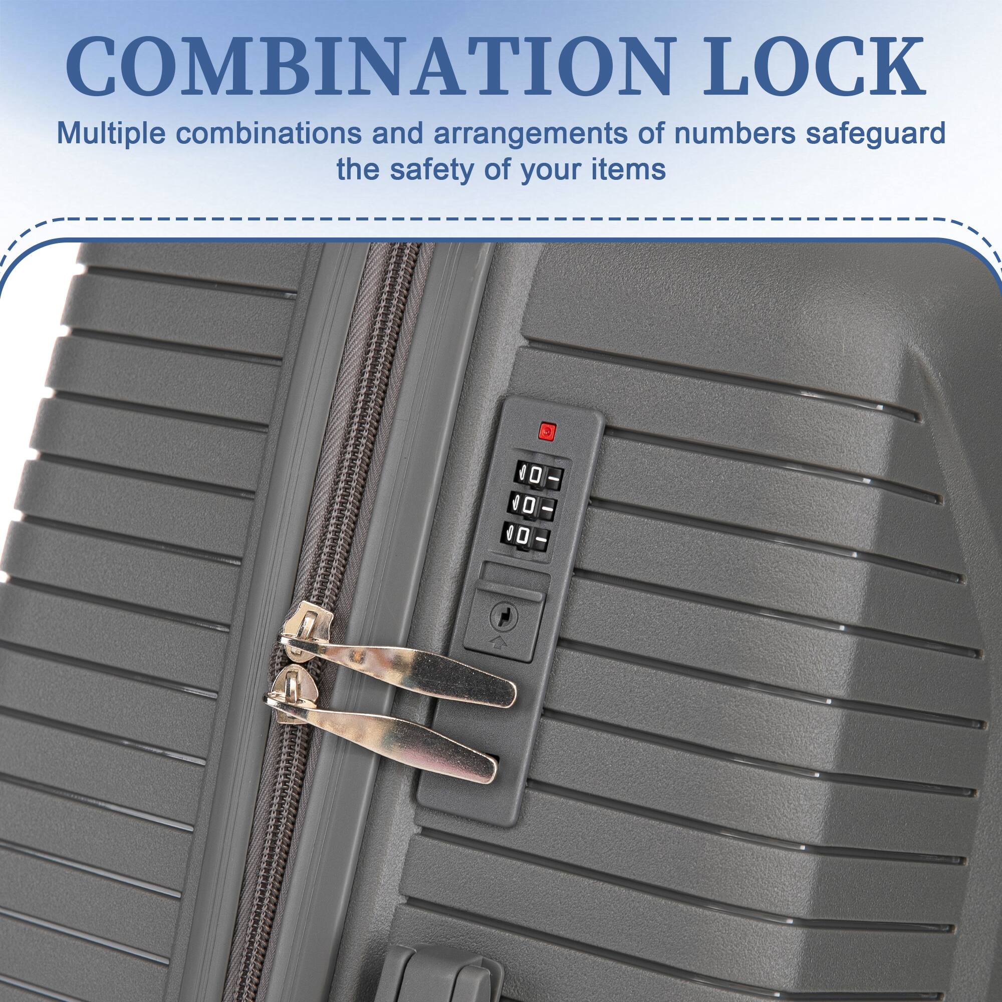 COMBINATION LOCK  
Multiple combinations and arrangements of numbers safeguard the safety of your items