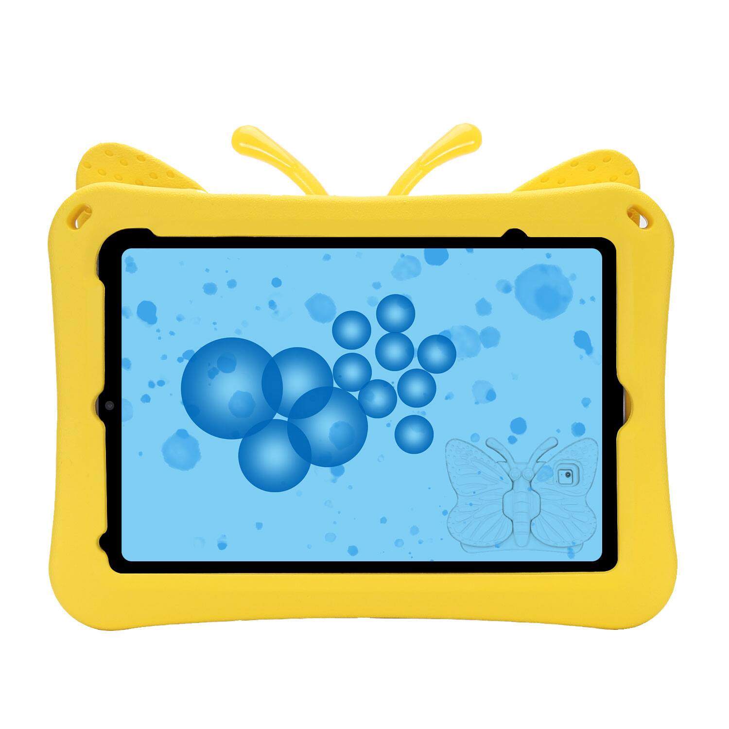 Left. Dteck - Kids Butterfly Case for Apple iPad mini (A17 Pro) 2024 & iPad mini 6th/5th/4th Gen,3D Cartoon EVA Shockproof Stand Cover - Yellow.