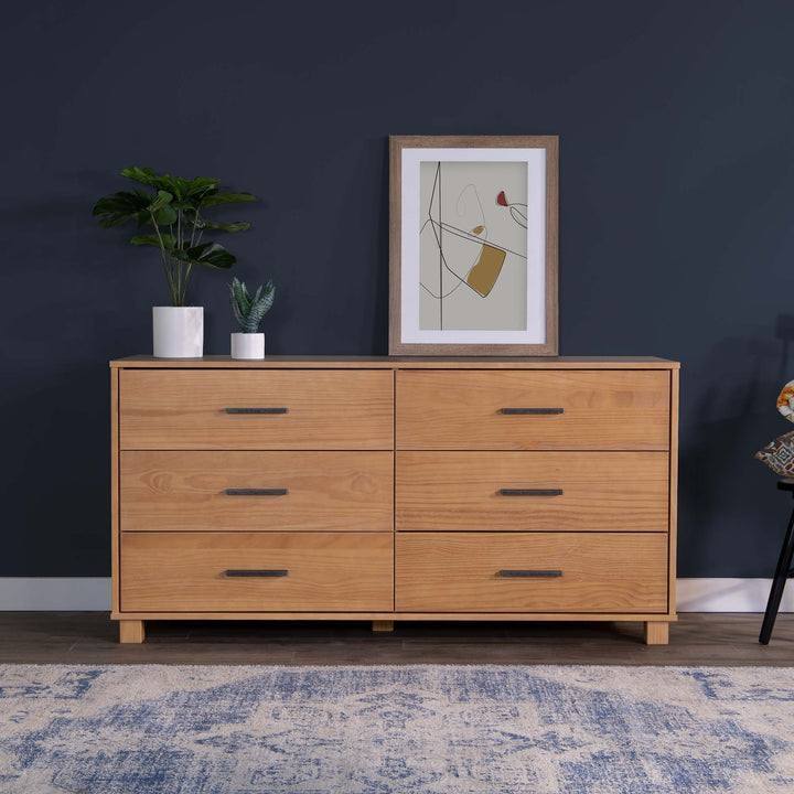 Back. Hivvago - Hivvago Modern Farmhouse Solid Wood 6 Drawer Double Dresser - Light Brown.