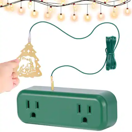 Front. MOSZAR LLC - Christmas Tree Touch Light Switch Pendant, 3-Pin Plug, 120V - GREEN.