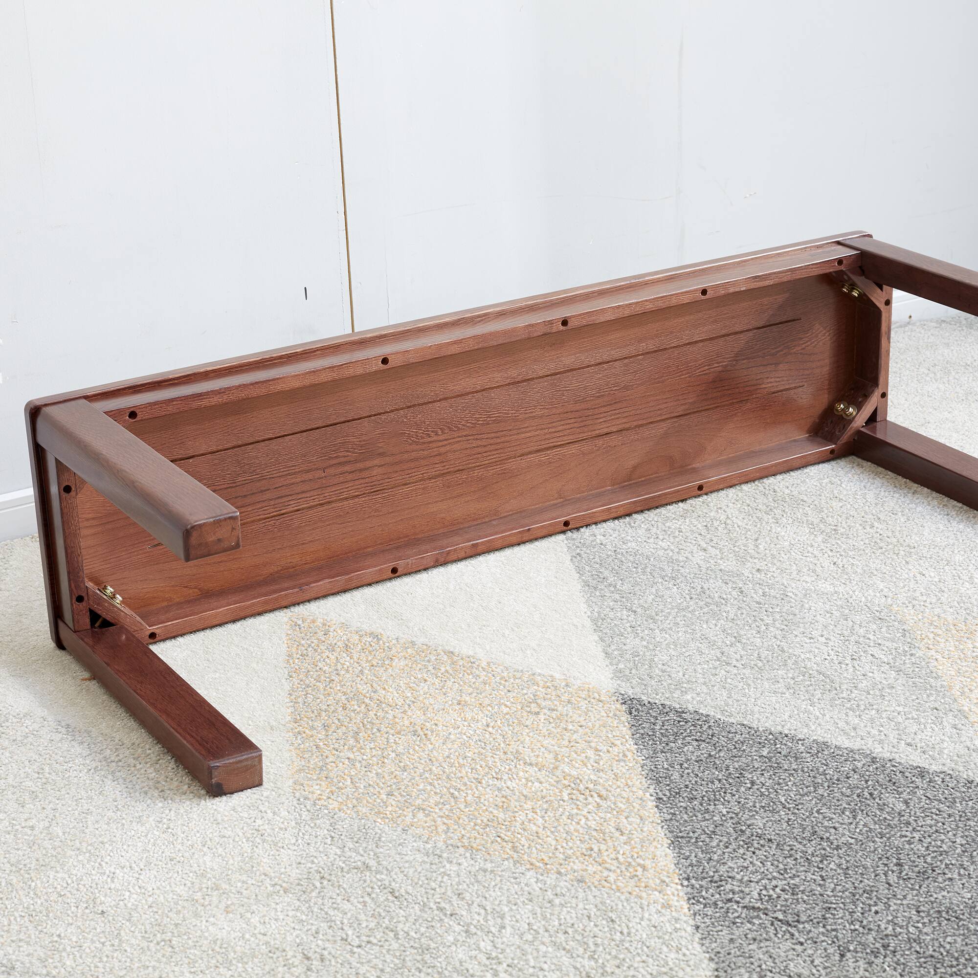 Alt View 2. Bestier - 47inch Walnut Color Solid Wood Classic Dining Bench for Living Room - Walnut.