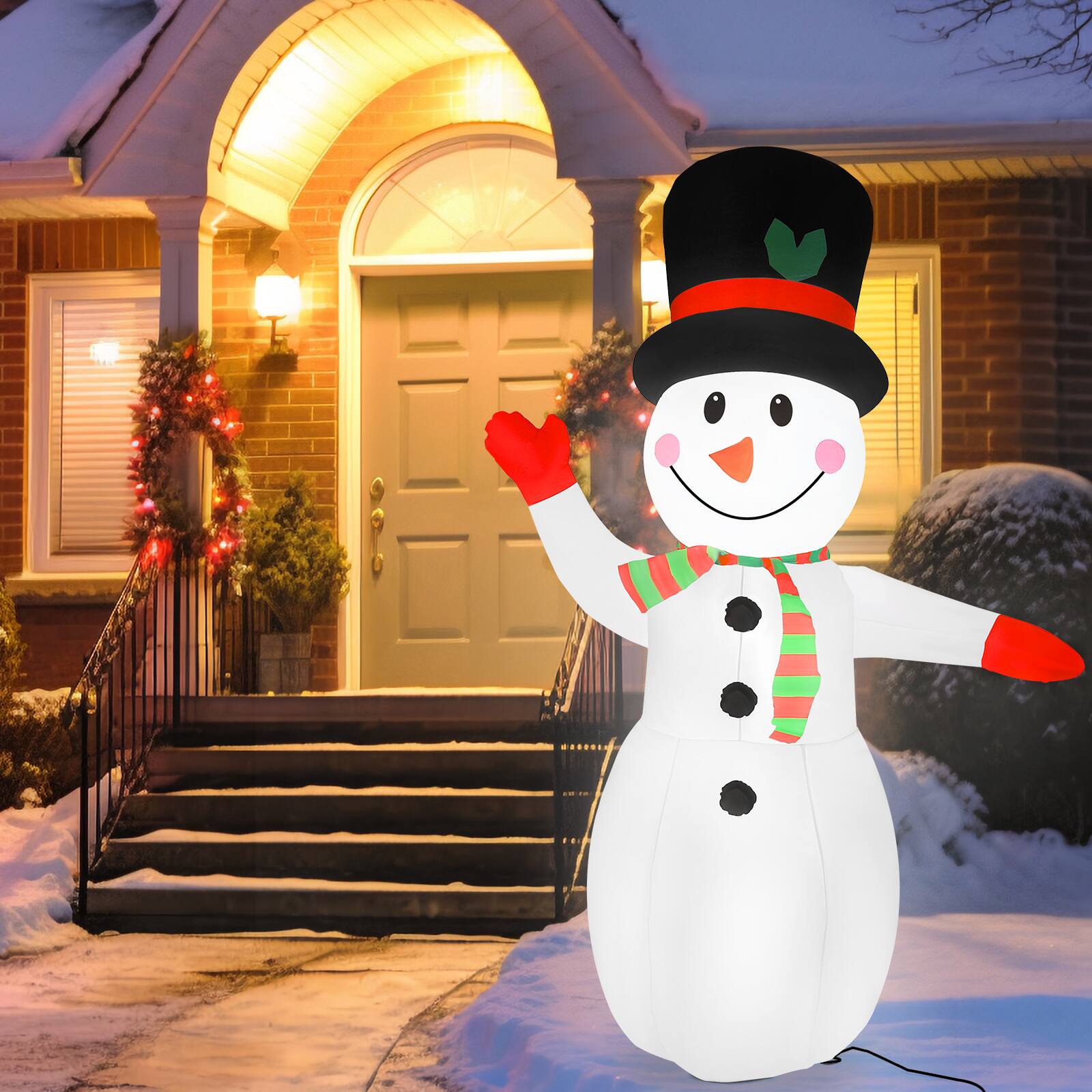 Alt View 1. Oumilen - 8FT Inflatable Snowman Yard Decoration – Light‑Up Blow‑Up Snowman with Hat & Scarf, Waterproof Outdoor Lawn Decor.