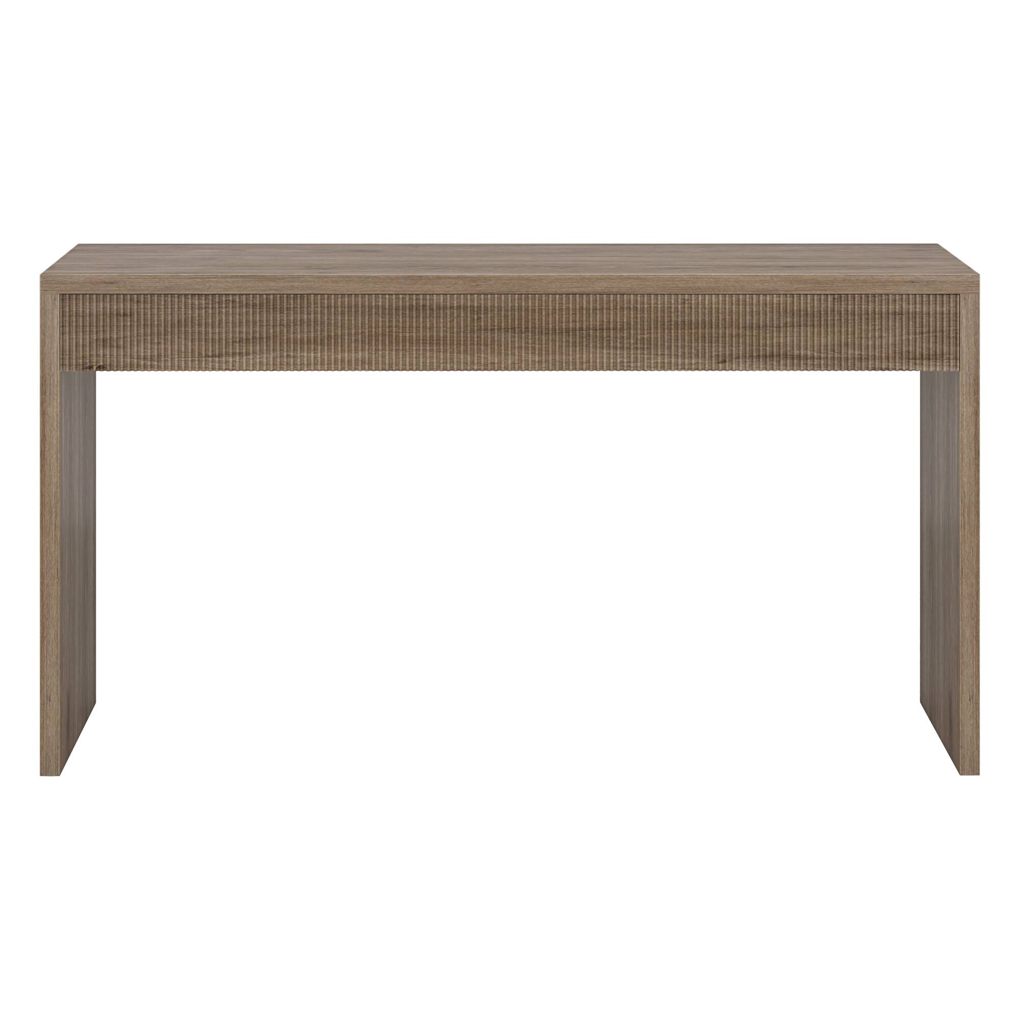 Angle. Hudson&Canal - Lawrence 55" Wide Rectangular Fluted Console Table - Gray.