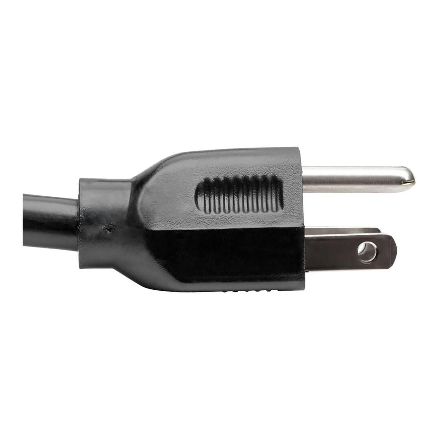 Back. Tripp Lite - 1-Outlet 15-Amp 3-Prong Grounded Heavy-Duty Indoor Extension Cord, 14 AWG, Straight Plug, 10 ft - Black.