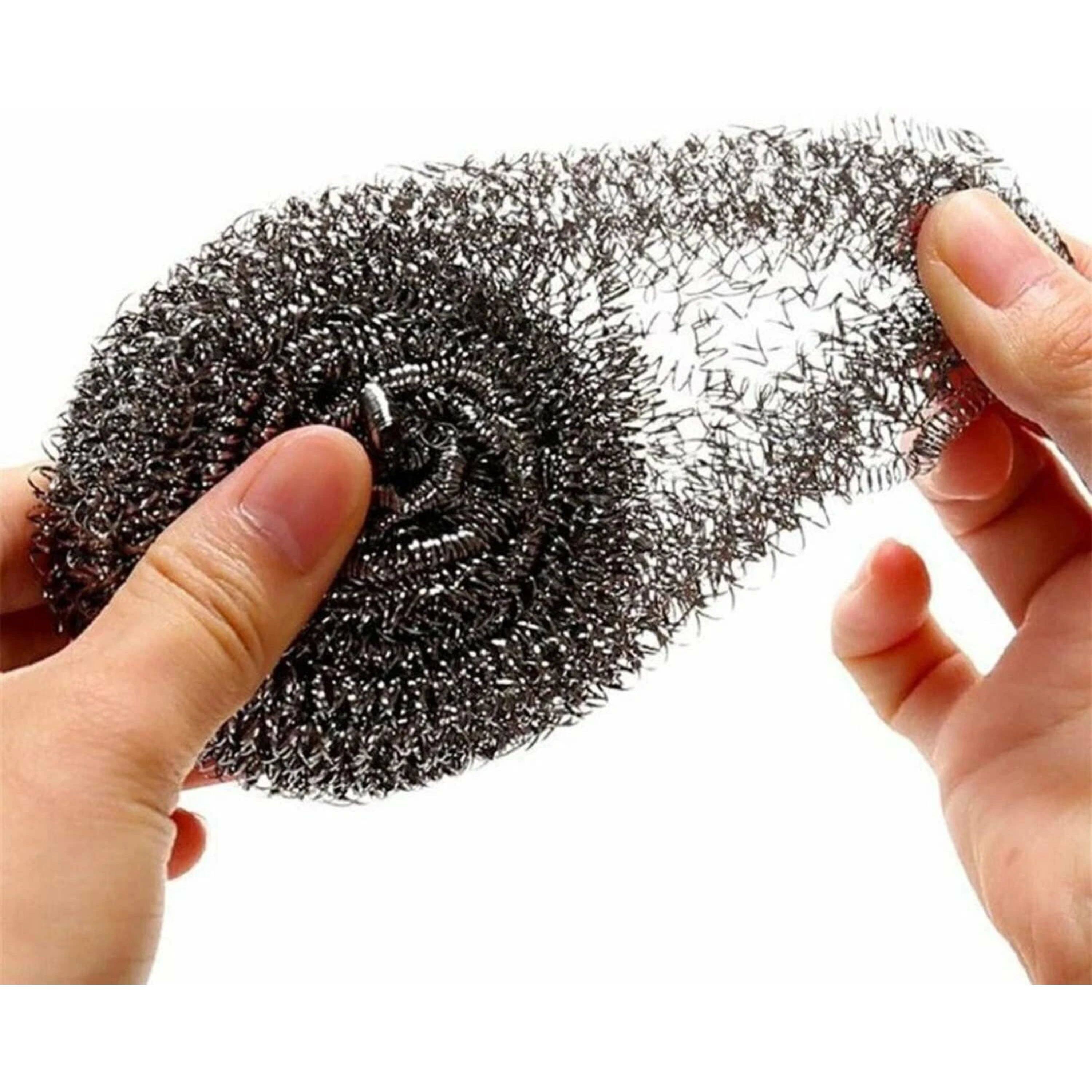 Left. Kitcheniva - Stainless Steel Kitchen Cleaning Sponges Scouring Pad Scrubbers 6 Pcs.